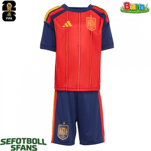 Spanien Hemmaställ Barn VM 2026 Kortärmad (+ Korta byxor)